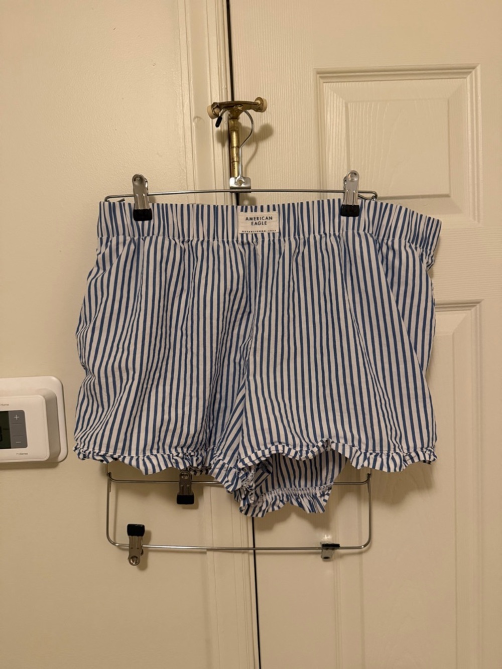 American Eagle Outfitters Blue and White Striped Ruffled Women's Shorts